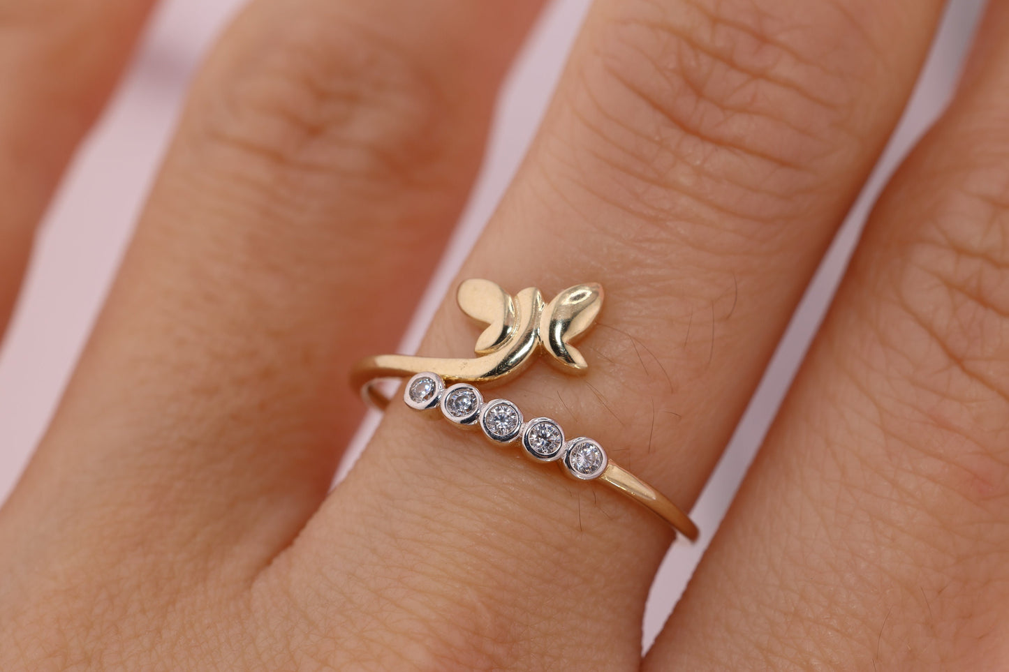 14k Yellow Gold Color Butterfly Ring B