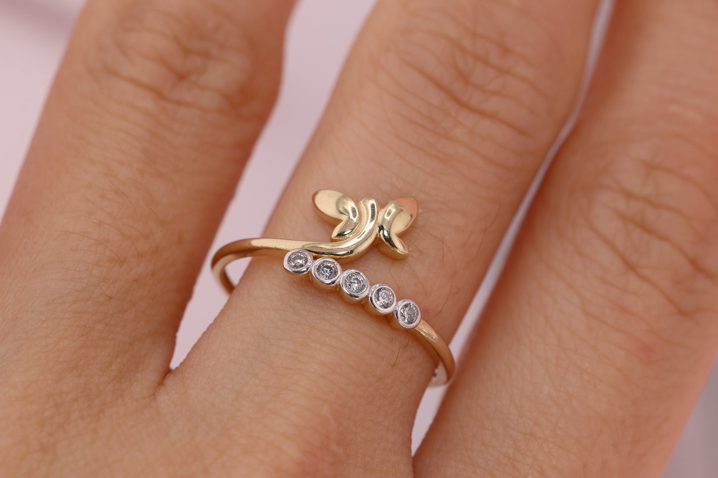 14k Yellow Gold Color Butterfly Ring B