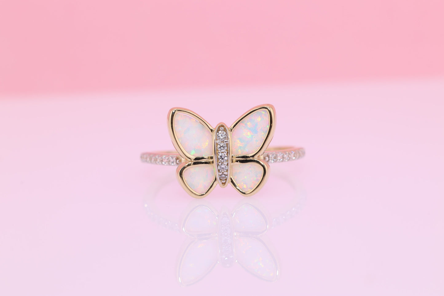 14k Yellow Gold Opal Butterfly Ring