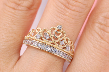 14K Gold 15 Anos Quinceanera Crown Ring LL