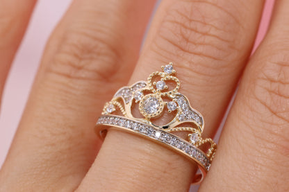 14K Gold 15 Anos Quinceanera Crown Ring JJ