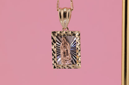 14k Solid Gold Virgin Mary Virgen Maria Lady Guadalupe Pendant A