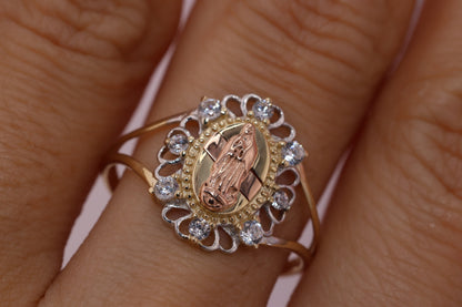 14k Solid Gold Virgin Mary Virgen Maria Lady Guadalupe Ring H