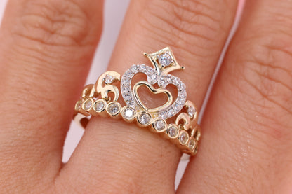 14K Gold 15 Anos Quinceanera Crown Ring EE