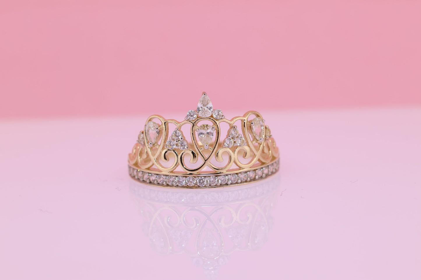 14K Gold 15 Anos Quinceanera Crown Ring DD