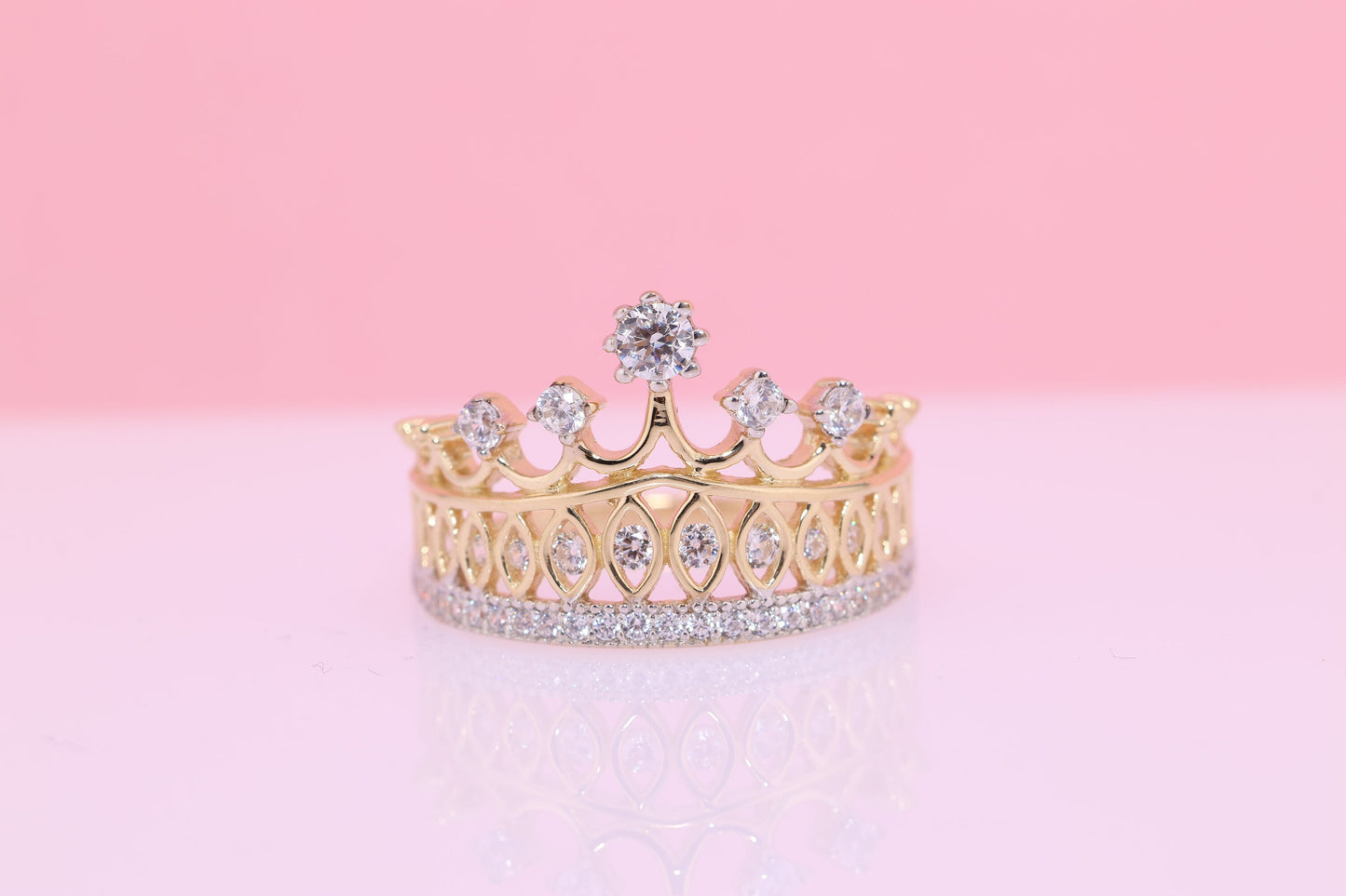 14K Gold 15 Anos Quinceanera Crown Ring BB