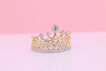 14K Gold 15 Anos Quinceanera Crown Ring BB