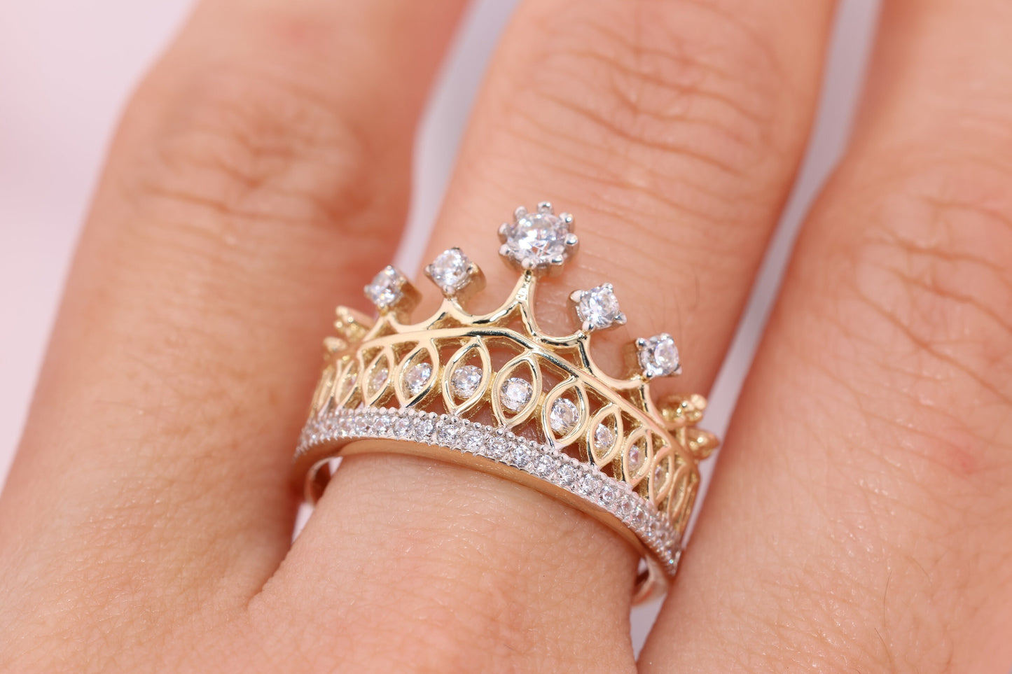 14K Gold 15 Anos Quinceanera Crown Ring BB