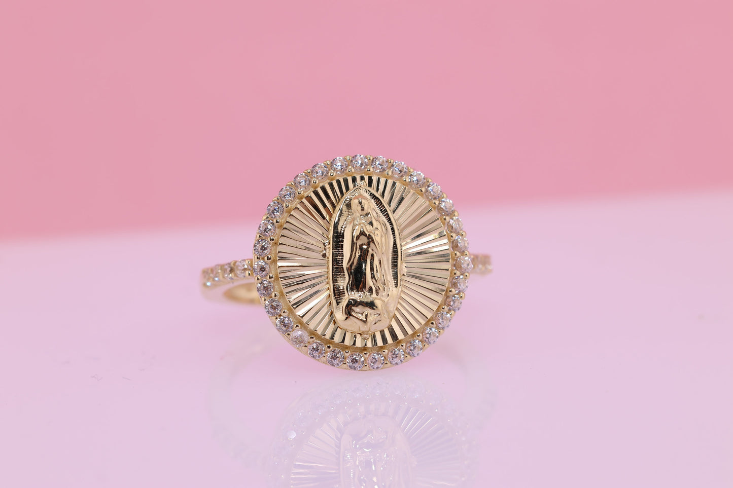 14k Solid Gold Virgin Mary Virgen Maria Lady Guadalupe Ring W