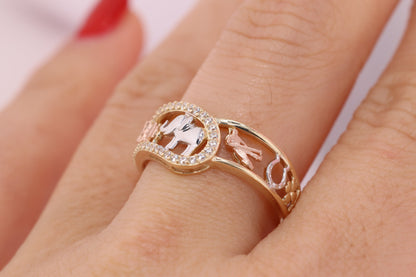 14k Gold Cubic Zirconia Elephant Ring C