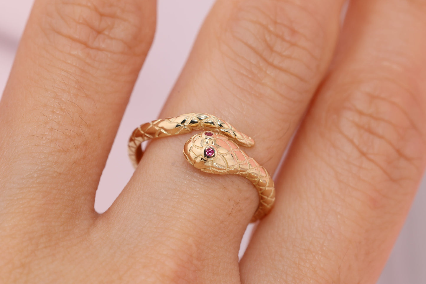 14K Solid Gold Snake Ring A