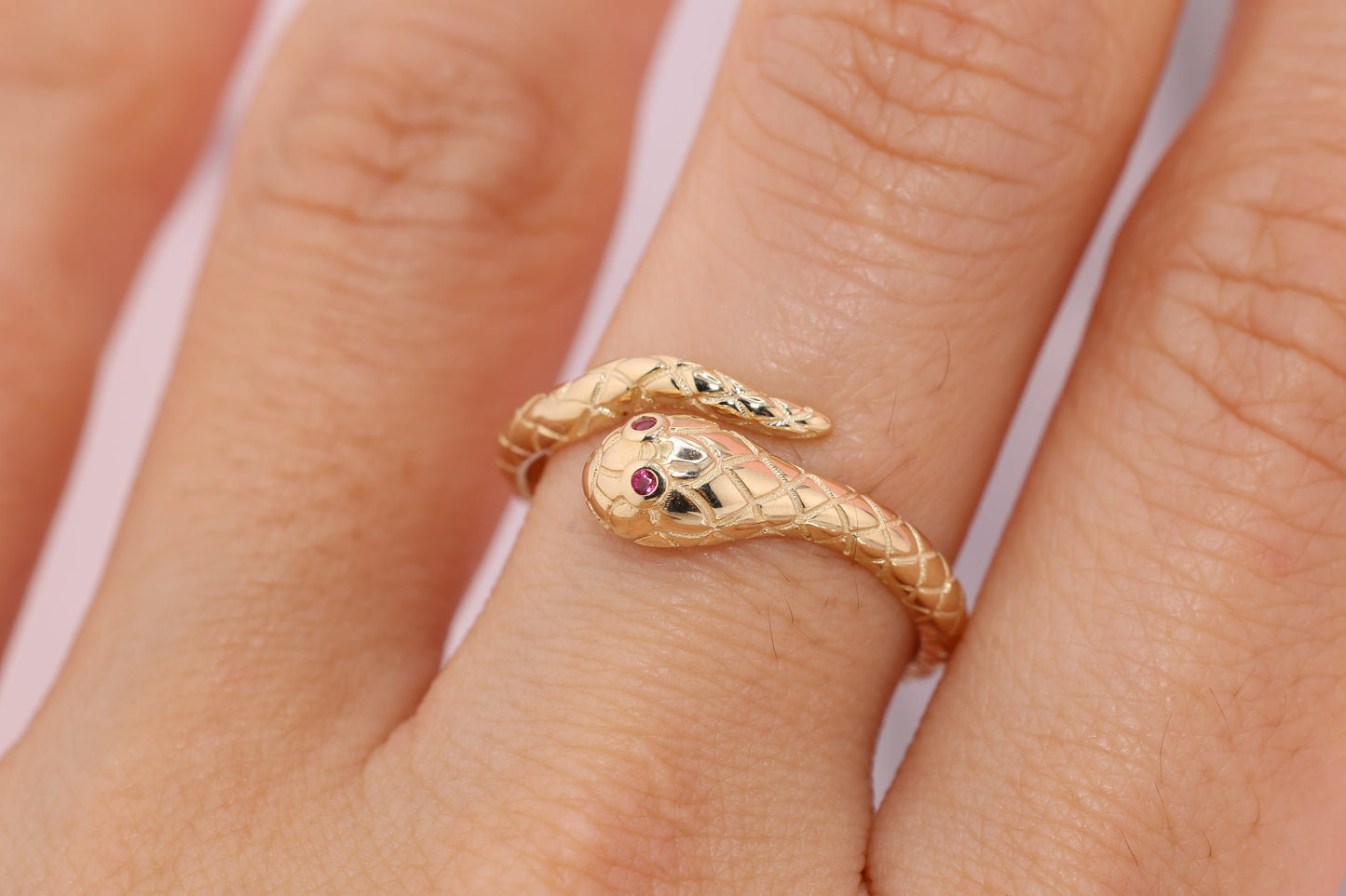 14K Solid Gold Snake Ring A