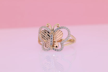 14k Yellow Gold Color Butterfly Ring E