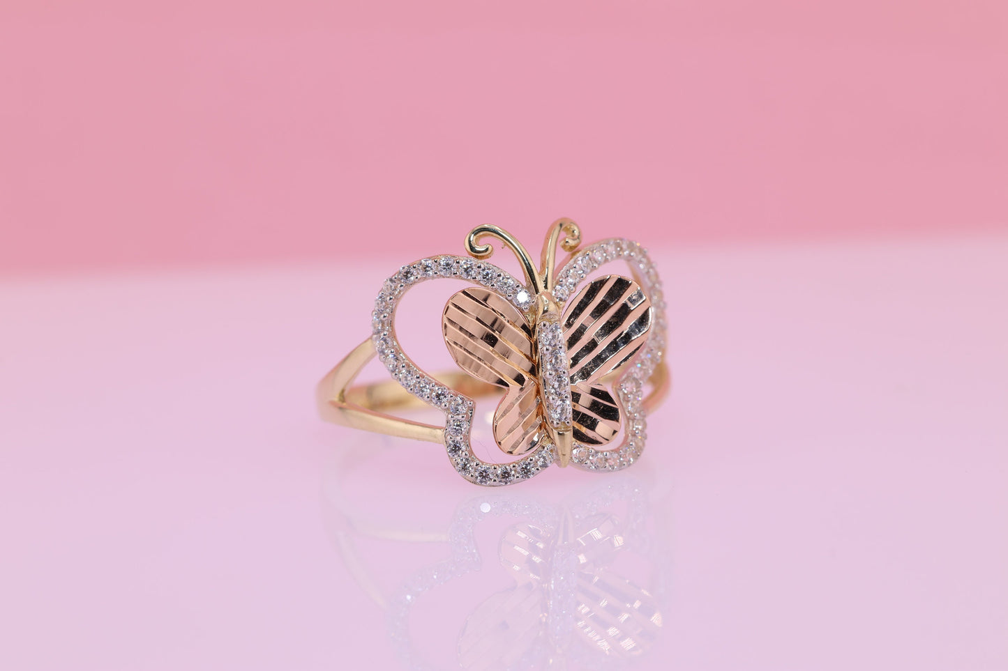 14k Yellow Gold Color Butterfly Ring E