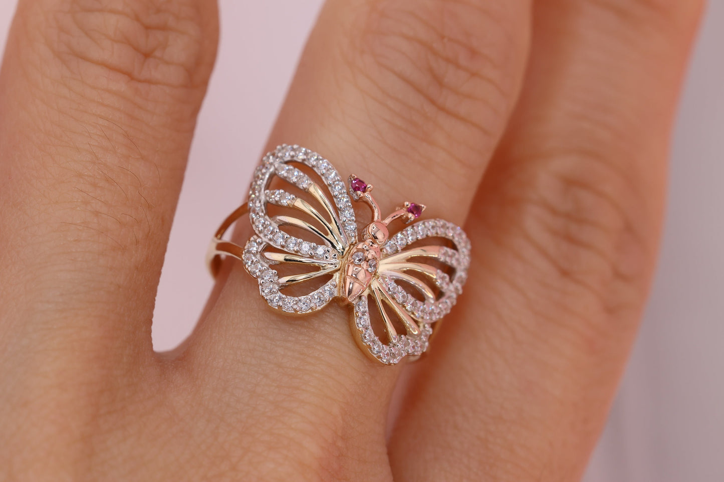 14k Yellow Gold Color Butterfly Ring D