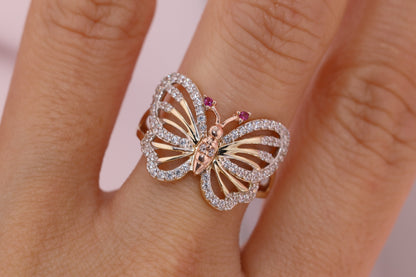 14k Yellow Gold Color Butterfly Ring D