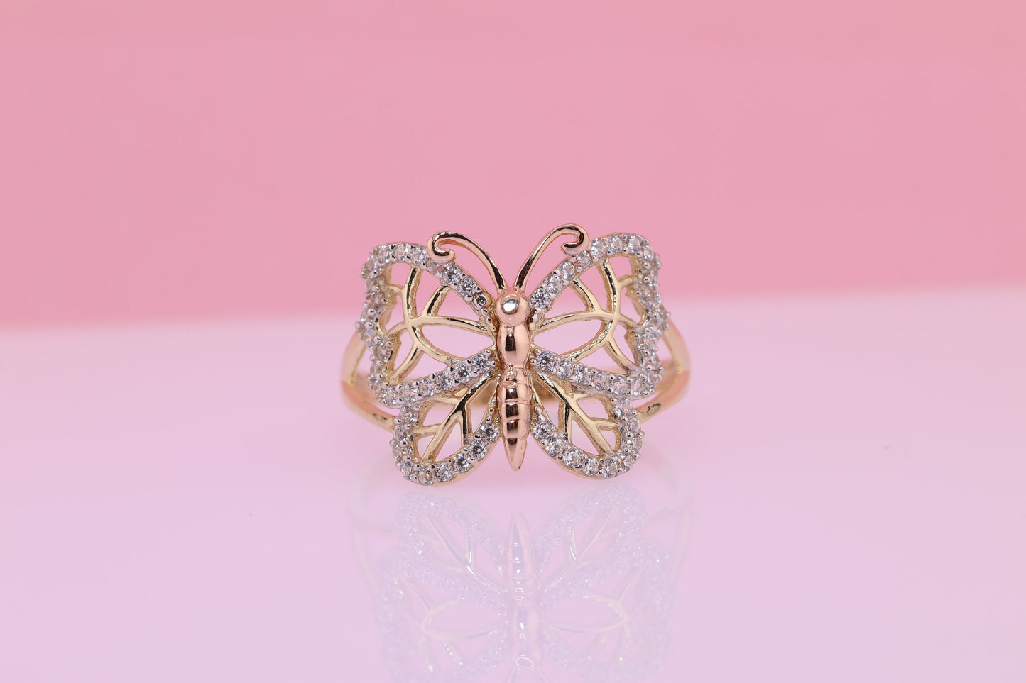 14k Yellow Gold Color Butterfly Ring C