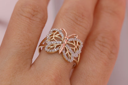 14k Yellow Gold Color Butterfly Ring C