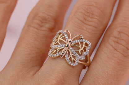 14k Yellow Gold Color Butterfly Ring C