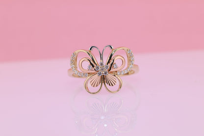 14k Gold Cubic Zirconia Butterfly Ring F