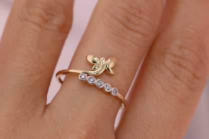 14k Yellow Gold Color Butterfly Ring B