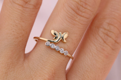 14k Yellow Gold Color Butterfly Ring B