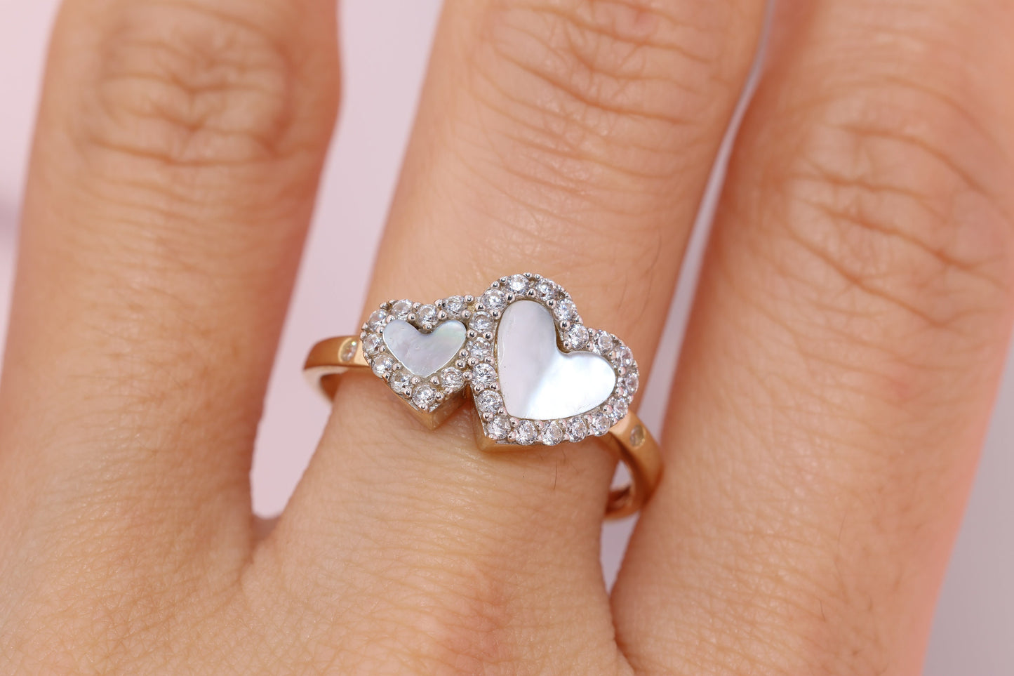 14k Solid Gold Heart CZ Opal Ring