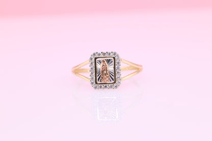 14k Yellow Virgin Mary Virgen Maria Lady Guadalupe Ring B