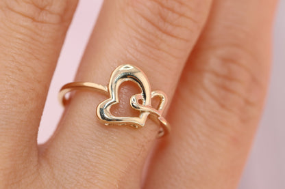 14k Solid Gold Heart Ring A