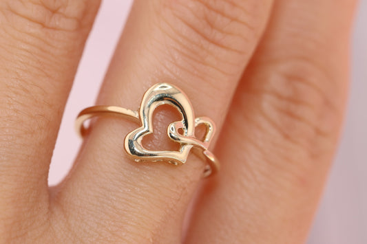 14k Solid Gold Heart Ring A