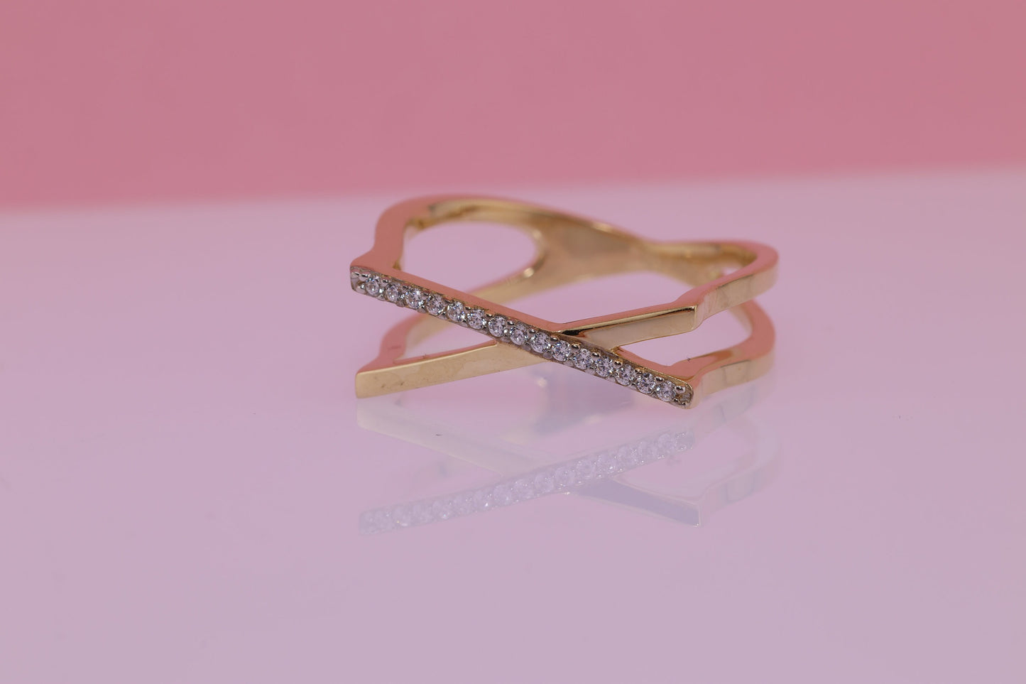 14k Solid Gold Criss Cross Ring