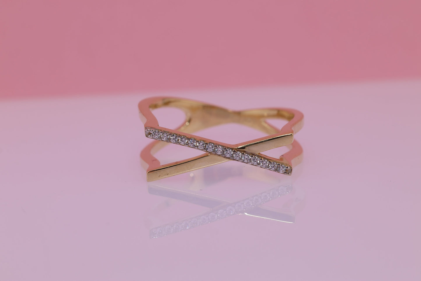 14k Solid Gold Criss Cross Ring