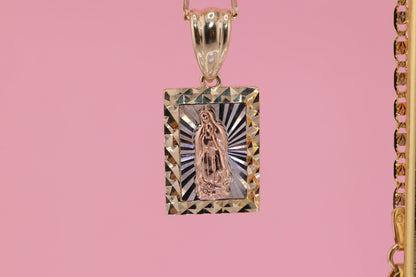 14k Solid Gold Virgin Mary Virgen Maria Lady Guadalupe Pendant A