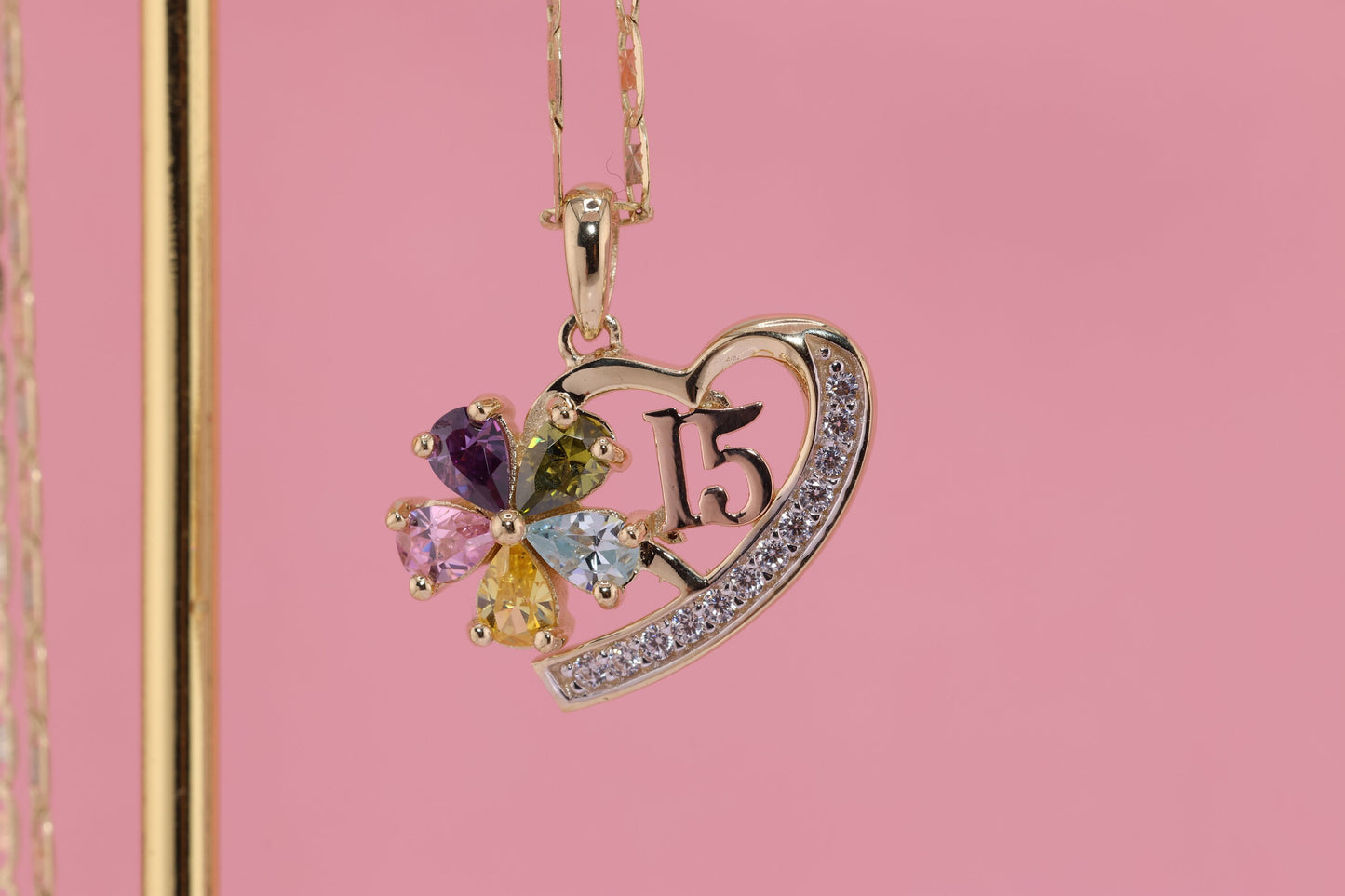 14K Gold 15 Anos Quinceanera Crown Pendant A